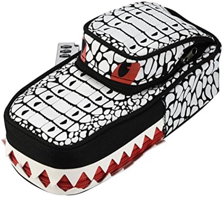 Pencil Case, Tonwalk Crocodil Pencil Case With Combination Lock For Boys Large Cute School Pencil Box (White)