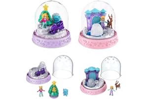 TOPTOYS2U BARGAIN BUNDLES Polly Pocket Winter Fun Snow Globe Twin Pack - Snowmobile Yeti & Ice Sculpture Globes