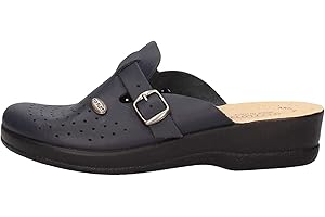 Fly Flot | Woman Professional, Zoccoli Sanitari Donna con Cinturino Regolabile, Ciabatte con Tomaia in Pelle Forata, Sottopiede imbottito in Pelle Antishock