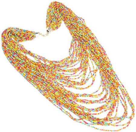 Handmade Fashion 42 layers Colorful Resin Beads Cluster Big Long Statement Necklace
