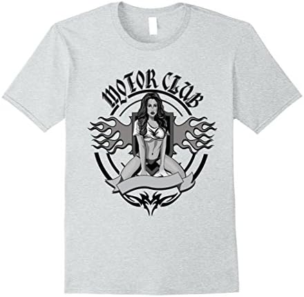 Skull Motorcycle Shirt Biker Babe Hot Chick Sexy Flames Male Small Heather Grey