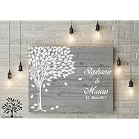 70x50 cm, Gästebuch, Hochzeitsbaum, Wedding Tree, Alternative Rustikales Gästebuch, Leinwanddruck - Baum, Leinwand, Keilrahmen und Holz Motiv