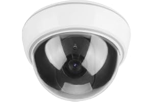 falsk övervakningskamera, insida/utomhus CCTV Dummy Dome kamera med realistiskt utseende, rött LED-ljus, för hus, skola, kont
