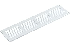 STEINBERG14 Biała kratka wentylacyjna 400 x 100 mm, metalowa kratka wentylacyjna z kratką chroniącą przed owadami – kratka wylotowa