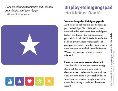 Tablet Display-Reinigungspad (Stern) für Tablet, Notebook, iPad, Galaxy, Surface – 52x37mm, Made in Germany - 3