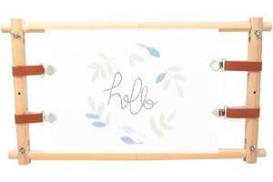 LUXIANDA Adjustable Wooden Embroidery Frame Set, Cross Stitch Stand with Cloth Clips and Hardware(54.5x30.5cm) (Excluding Cross Stitch)