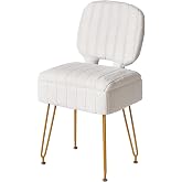IBUYKE Vanity Stool, Folding Makeup Chair, White WBD030W | Rectangular Small 15.75" x 11.81" x 29.13" Velvet Cute Tavern Otto