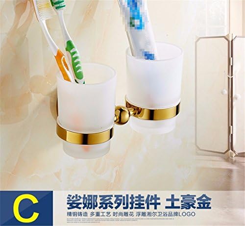 STAZSY Black brass toothbrush holder antique gold rose gold retro mug rack teeth double European Cup holders, gold