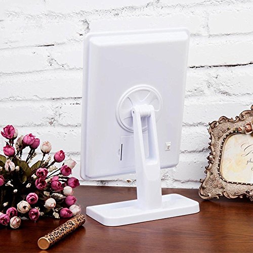 Makeup Spiegel mit 20 LEDs, MIRI Kosmetikspiegel Dimmbar, Batteriebetrieben Schminkspiegel, Touch Schalter Tischspiegel Standspiegel mit Licht – Weiß - 8