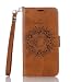 Produktbild Lonchee Xiaomi Redmi Note 3 Wallet Tasche Brieftasche Schutzhülle ,Mandala Blumenmuster geprägt Muster Design Hochwertige PU Leder Folio Tasche Case Hülle im Bookstyle mit Standfunktion Kredit Kartenfächer (braun)
