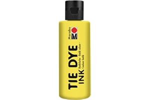 Marabu TIE DYE INK pintura batik en amarillo, 80 ml pintura al agua, vegana, pintura radiante para tejidos de colores claros con hasta un 20% de contenido de fibra sintética, 17300004019