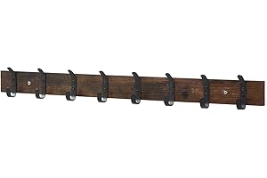 ACAZA Portemanteau mural - Patère Murale - 8 Crochets modernes, 88 cm, vintage rétro brun