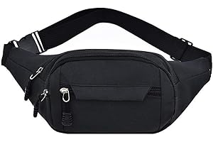 kuou Bumbag Waist Bag,Waterproof 4 Zip Pockets Fanny Pack Running Waist Pack Bag Adjustable Belt Waistpacks for Outdoors Running Marathon Gym Cycling