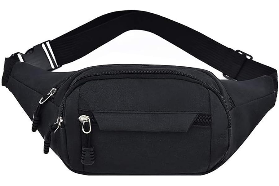 kuou Bumbag Waist Bag,Waterproof 4 Zip Pockets Fanny Pack Running Waist Pack Bag Adjustable Belt Waistpacks for Outdoors Running Marathon Gym Cycling