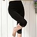 Liang Rou Maternity Elastane Adjust Waistband Cropped Leggings Color Black