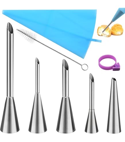 Lucywey Spritztüllen Set - 3 Tüllen + 20 Beutel Edelstahl Backzubehör