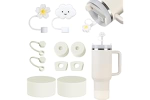 KOMICEA Stanley Cup zestaw akcesoriów, 6 x szczelna silikonowa nasadka, 2 x pokrywka na słomkę, 1 x silikonowa osłona, akcesoria Stanley Cup do kubków Stanley, 800 ml, 1100 ml (kremowy)