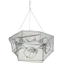 Lixada Red de Pesca Plegable Hexágono de 6 Hoyos Red Camarón Jaula Trampa Minnow Cangrejo Cebos Trampa Malla de la Red