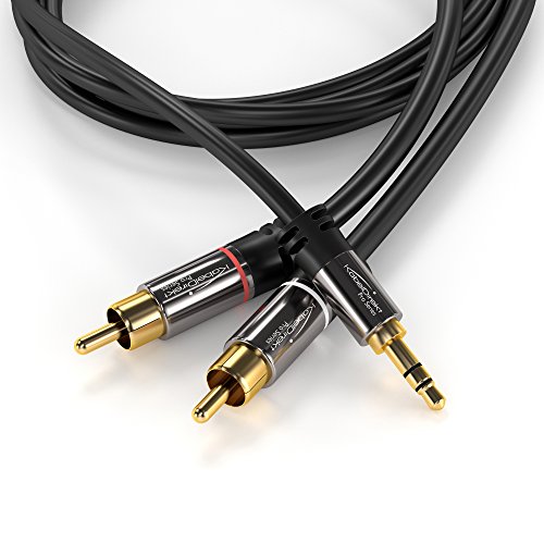 KabelDirekt Cavo RCA a Jack Y ([3m Coassiale Audio Stereo 2 Connettori RCA Maschio su 1 Connettore 3.5mm Jack Maschio, PRO Series] adatto per [collegare lo smartphone all'impianto hi-fi])