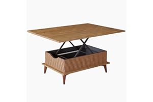 BERA DESIGN SMART FURNITURES BERA DESIGN Extendable Dining Table 6-8 Seater, Lift Top Coffee Table, Extendable & Foldable Coffee Table Converts to Dining Table - Space Saving Dining Table - 90x60x45cm with 3 Variable Height Level