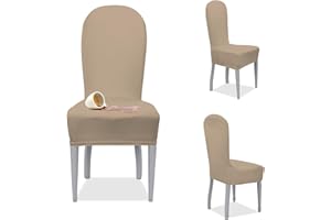 BANZAII TEXTILE INNOVATOR ONLINE Banzaii – Coprisedia Antimacchia con Schienale Tondo – Vestisedia Seduta e Schienale Tondo per sedie da cucina, sala da pranzo, cerimonia, ristoranti - 6 Pezzi Crema Made in Italy