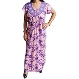 Indiatrendzs Women's Nighty Floral Hosiery Sleepwear Embroidered Neckline XL