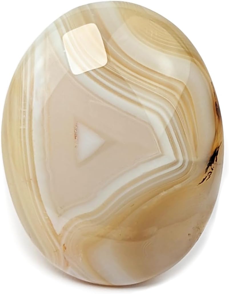 EUSICE - Ágata en Banda Piedra Natural de Madagascar, Piedra de Palma Calmante y Antiestrés, 100% Artesanal y Hecho a Mano, Cristal Ético para Litoterapia, Bienestar, Meditación y Yoga