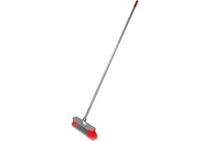 Marko Homewares 12" Soft Red PVC Sweeping Brush Broom Cleaning Indoor Kitchen Tiled Laminate