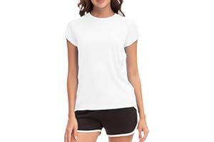 MEETWEE Damen Surf Shirt Rash Guard UV Shirts Schwimmen Tankini UPF 50+ Kurzarm Badeshirt Bademode Shirt