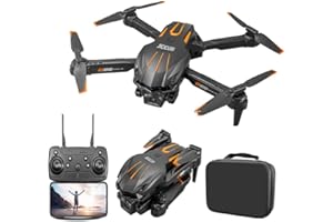 JICICUXI Drohne mit Kamera 4K, Faltbare Mini Drohne mit kameraür Kinder & Anfänger, Dual-Kameras, 2 Akkus für längere Flugmomente, 360° Flip, Headless Modus, Höhenhaltung, Tragetasche, Geschenk (Gelborange)