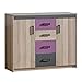 Produktbild Kommode Sideboard ULTIMO Kinderzimmer Jugendzimmer (COIMBRA ESCHE DUNKEL / GRAPHITE / VIOLETT)