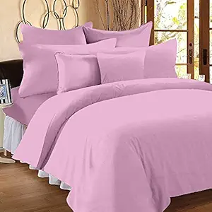 BEVI - Home Super Solid Pink 144 Tc Microfiber Double King Bedsheet with 2 Pillow Cover -(Plain Pink)