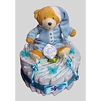 Windeltorte blau, Geschenk zum Geburt, Taufe, Babyparty Junge, Windeln"Pampers" Gr.3