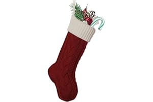 Nanou Medias de Navidad Grande, Calcetín de Navidad de Punto Personalizado, Decoración Árbol de Navidad Calcetines para Llenar y Colgar (Longitud 46 cm, 1 Pieza, Ciruela(Cuerpo)+Marfil(Boca))