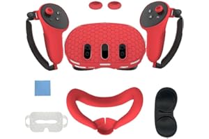 BEISDIRECT Accessoires de réalité virtuelle pour Meta Quest 3, comprend un masque facial en silicone VR, une coque de protection pour manette tactile, un couvercle de protection, des touches à bascule, 5