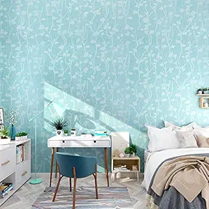 Wolpin Wall Stickers Wallpaper for Home Butterfly Leaves (45 x 600 cm) Living Room Kids Bedroom Decoration Embossed Self Adhesive Nature DIY, Blue
