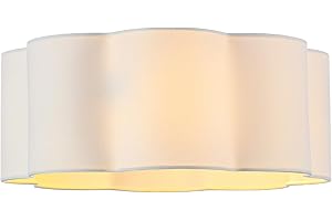 LOFOB Fabric Drum Pendant Ceiling Lamp Shade Clover - Semi Flush Mount Ceiling Light Shade, Close to Ceiling Light Fixtures Pendant Desk Lamp Shade (WHITE)