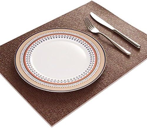 TOYM- Set Of 2 Placemat Fake/faux/artificial Leather PU Heat Insulation Mattress Dining Table European Style Waterproof Western Style Mat,40cm * 30cm ( Color : Chocolate Color )
