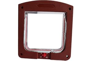 BUYTER Porte verrouillable pour Chat à 4 Voies, accès Pratique et sûr pour Vos Animaux de Compagnie, Trompette contrôlable pour Animal Domestique, Porte en Plastique (Marron)