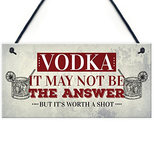 RED OCEAN Vodka Worth A Shot Funny Hanging Alcohol Sign Man Cave Home Bar Pub Plaque Birthday Gift