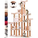 Leopet Kratzbaum mittelhoher Katzenkratzbaum ca. 211 cm mit 4 Höhlen und vielen Aussichtsplattformen mit Quick-Connect Verbindung in Verschiedenen Farben (Beige)