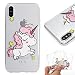 Produktbild iPhone X Hülle, E-Unicorn Handyhülle Apple iPhone X Hülle Transparent mit Muster Einhorn Silikon Durchsichtig Tasche Ultra Slim Dünn TPU Bumper Schutzhülle Stoßfest Hochwertigem Zubehör Set Etui Schale Back Case Cover Rückseite