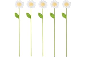 FINGERINSPIRE 5 Adornos de Margaritas de Ganchillo de 31,5 cm, Ramo de Margaritas de Punto, Flores de Hilo de Ganchillo, Adornos de Flores de Margarita para Regalos encantadores de manzanilla