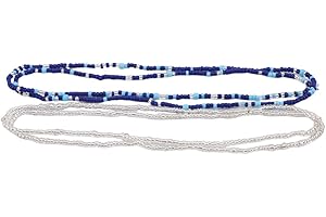 ZYYXB 2Pcs Women Waist Bead Chain African Double Bohemian Elastic Bead Belly Chains Body Jewelry Summer Bikini Beach Cooling Sweet Waist Chain Charms Fresh Waistband Gift for Girls Teen (Type 1)