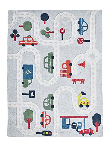Vertbaudet Teppich Circuit Autos, Baumwolle, Grau/mehrfarbig, Einheitsgröße