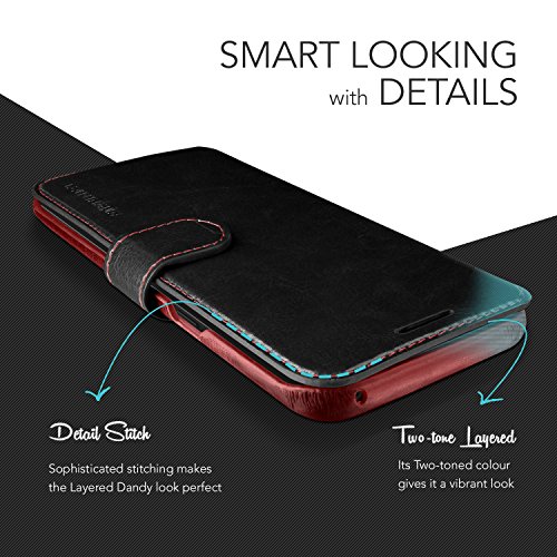 Galaxy S8 Hülle, VRS Design® Leder Schutzhülle [Schwarz] Schlanke Prämie PU Leder Tasche Stoßsichere Lederhülle Brieftasche Case mit 3 Kartenfach [Layered Dandy] für Samsung - 5