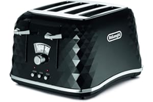 De'Longhi Brilliante 4-slot toaster, reheat, defrost & 6 browning settings, removable crumb tray, CTJ4003BK, Black