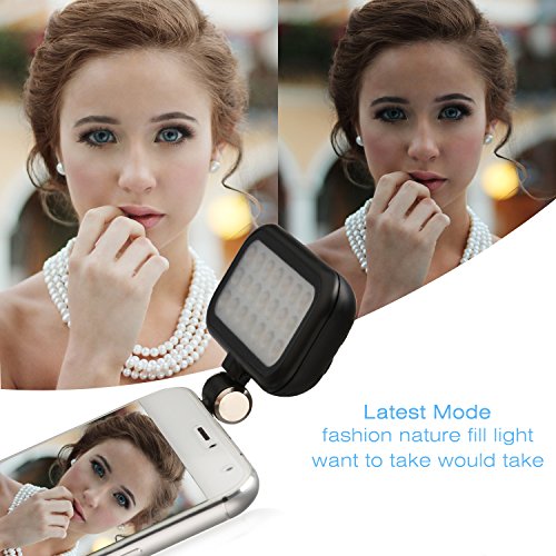 BlueBeachÂ® Mini LED Strahler Flash Selfie Fotolicht Kamera Foto Video Licht Lampe fÃ¼r Smartphoness (Schwarz)
