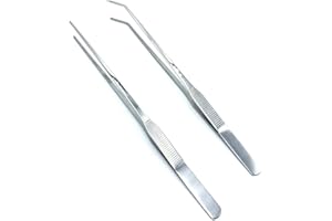 Wzong 2 STK Aquarien Pinzette Extra lang Rostfreier Stahl Gerade und gebogen Pinzette Lange Fütterungszange zum Aquascape Tools für Aquarienanlagen- 10.6"(27cm) Silber