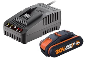 WORX WA3601 Original PowerShare Akku mit Ladegerät Set - 20V 2000mAh Li-Ion Batterie & Ladestation - für alle WORX Elektro- & Gartengeräte, 1h Ladungszeit